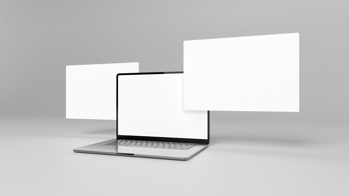 Mockup av en modern företagshemsida i en webbläsarram